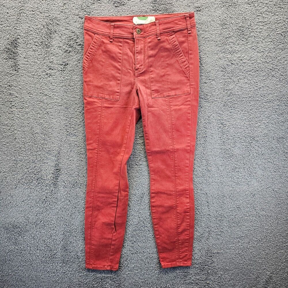 Anthropologie Jeans Womens Size 27 Red Skinny Leg Mid Rise